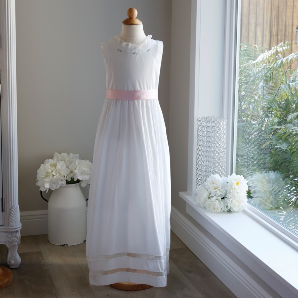 RARE SPECIAL Strasburg White Cotton Slip dress w/lace Embroidery Beach Portrait